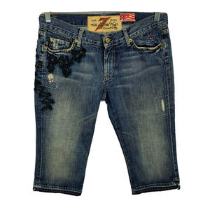 The Great China Wall x 7 For All Man Kind Jean 29 Japan Straight Crop Capri Blue